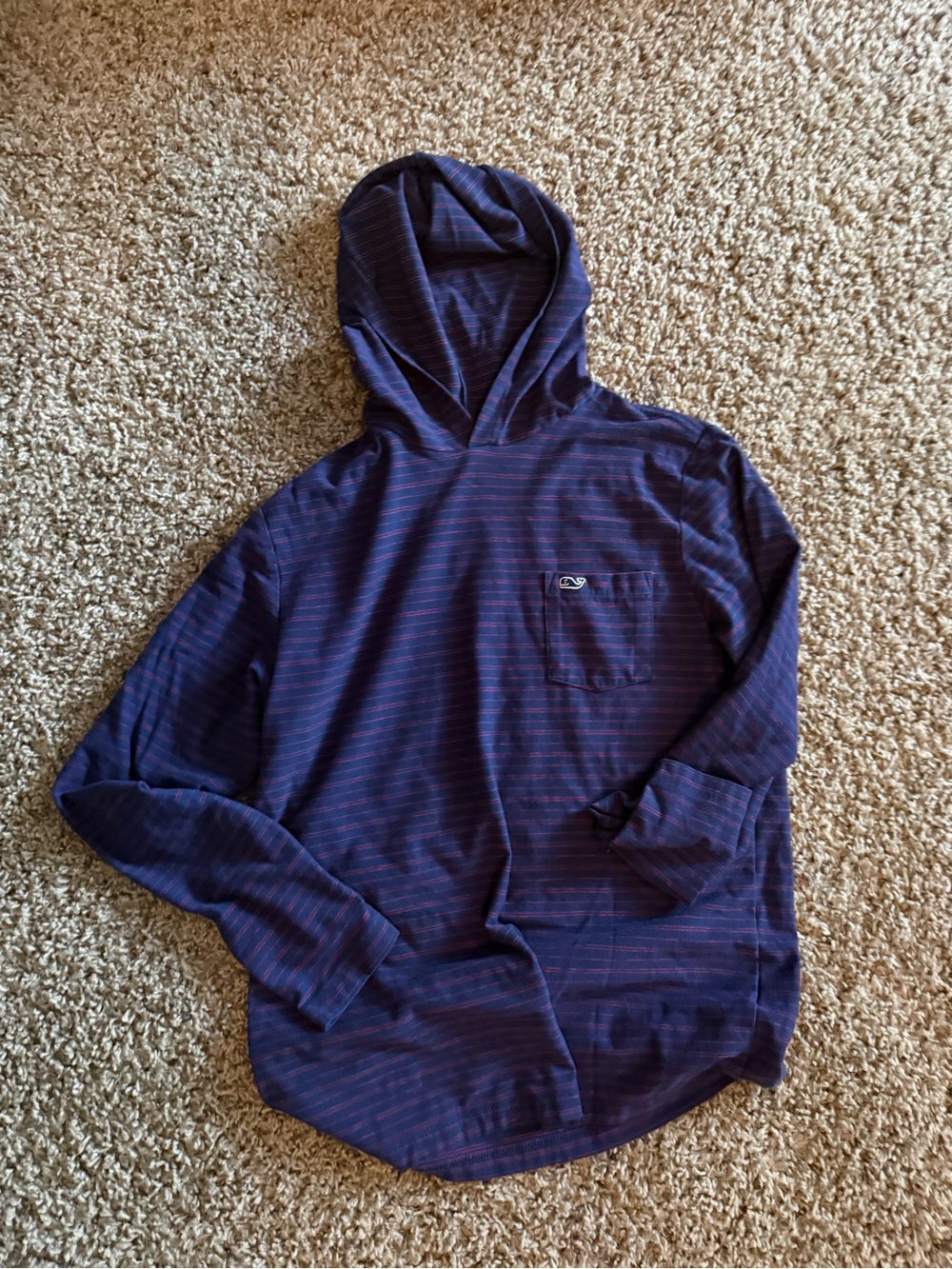 Vineyard Vines Navy Hoodie with Pink Stripes
